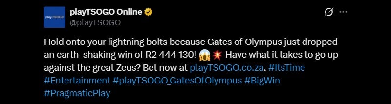 Twitter R2444K PlayTSOGO Win